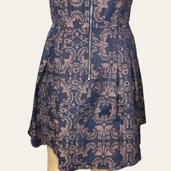 Addie|Fit & Flare Dress|Small|Brown Black|Knee Length|Sleeveless|Pleated|Cotton - Picture 9 of 15